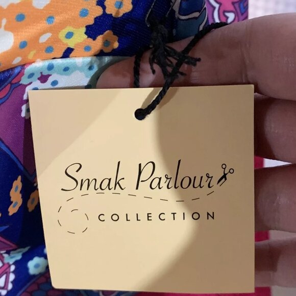 NWT 1X 16 Smak Parlour Fuchsia & Fancy Houses & Flowers Mini Dress - Picture 10 of 12